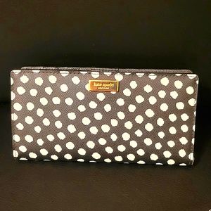 KATE SPADE New York Laurel Way Printed Musical Dot Black White Bifold Wallet NWT